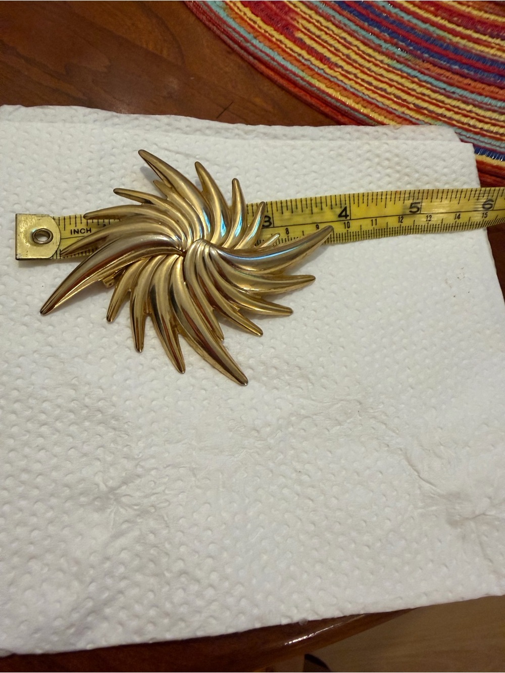 Gold Spiral Sunburst Brooch